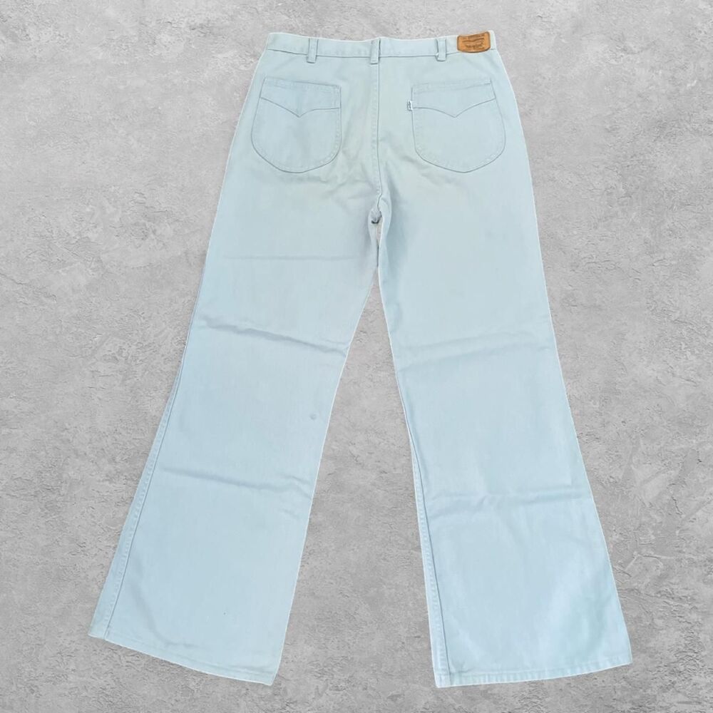 VTG 70s Levi's Light Blue Wide Leg Pants White Tab 33 SF 207 Cottagecore